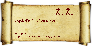 Kopkó Klaudia névjegykártya